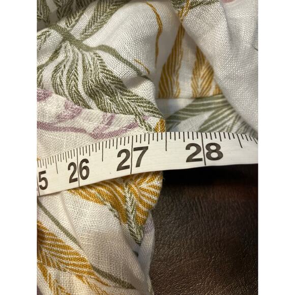 Tahari 100% Linen Button‎ Front Blouse 2X Tropical Leaf Print Long Sleeve Top - Picture 9 of 11